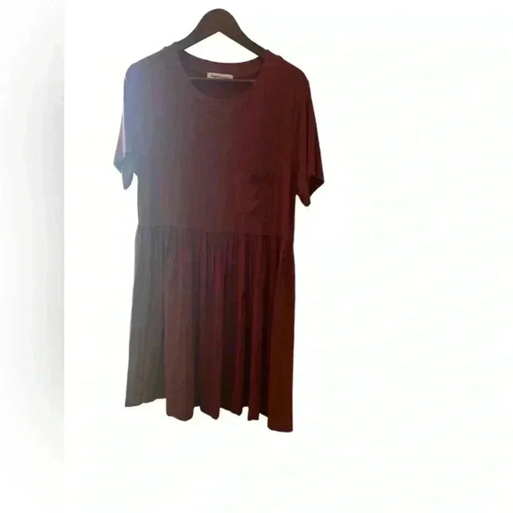 Women’s Burgundy Impressions Short Sleeved Tunic Dress Size Medium - Picture 3 of 7